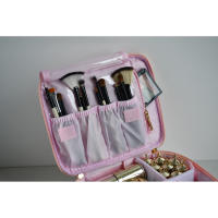 Bolsa de maquillaje de cuero PU para mujer, estuche de cosméticos con divisores, almacenamiento de viaje de gran capacidad, nuevo Empalme - details 4