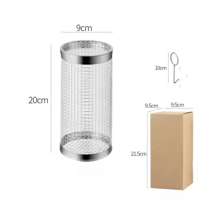 Malla portátil de acero inoxidable, cesta, parrilla para barbacoa para acampar al aire libre - 1