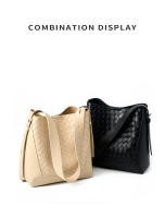 Bolso de hombro de cuero tejido a mano de gran capacidad a la moda bandolera bandolera bandolera para mujer - details 23