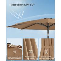 Sombrilla de Jardín 300 cm, UPF 50+, Parasol, 30 ° de Inclinación en dos Direcciones, con , para Patio, Terraza, , Piscina, sin Base, Beige GPU30BE - details 11