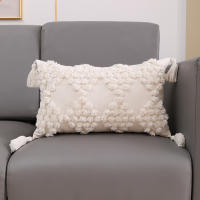 ANUMEI-funda de cojín bohemia de 45x45cm, 30x50cm, Beige, decorativa, cuadrada, de macramé - details 10