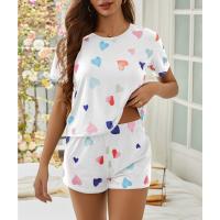 Ropa de dormir para mujer, pantalones cortos con estampado de corazones y manga corta, conjuntos de pijamas; Ropa de salón para mujer y niña, ropa de dormir de talla grande, camiseta y pantalones cortos de 2 piezas - details 1