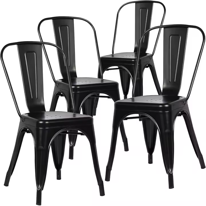 Juego de 4 Sillas de Comedor de Metal Vintage Industrial Adecuado para Uso Interior y Exterior - 1