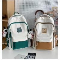 Mochila de gran capacidad femenina-japonesa color de contraste marca de moda mochila para estudiantes universitarios bolsa de viaje de ocio nueva bolsa para computadora - details 14