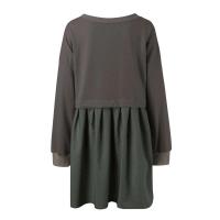 Sudadera informal de otoño con bloques de Color para mujer, Vestido corto holgado de manga larga con cuello redondo, Jersey plisado a la moda, Tops, Vestidos - details 9