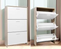 Mueble zapatero de 12 pares - Estantería de gran capacidad para vestíbulo o pasillo - (ancho) 60 x (profundidad) 24 x (alto) 80 cm - Madera clara blanca - details 115