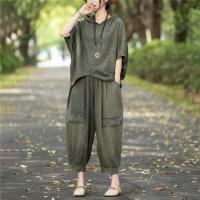 Conjunto Casual de Verano Oversize Tops con Capucha Pantalones Holgados Elásticos Estilo Vintage - details 0
