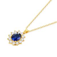 Collar de Oro 18k con Corundum Azul Real Joyería de Metal para Mujeres Longitud de 18 pulgadas - details 5