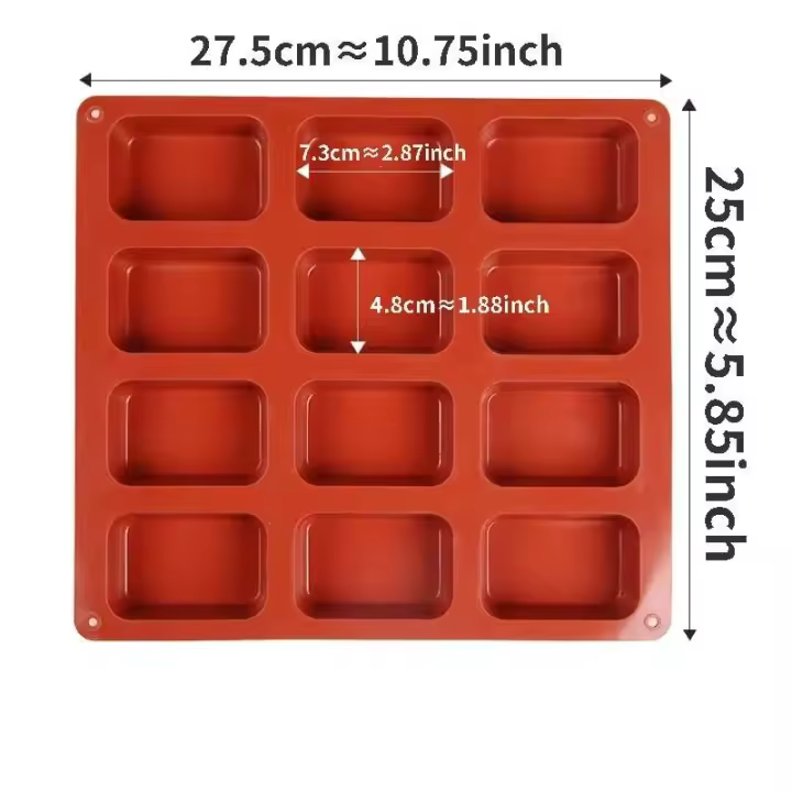Mini molde de silicona para pastel cuadrado de 12 cavidades para pastel de brownie elegante, molde para hornear, bandeja para panqueques y galletas - 1