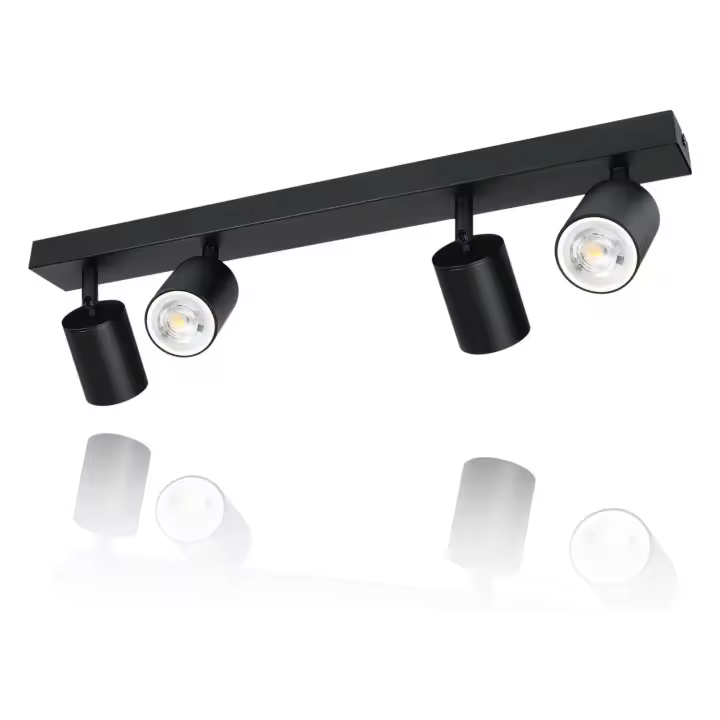 CBJKTX Plafón LED 4 focos GU10 negro 350 °   Lámpara moderna ajustable para pasillo dormitorio cocina industrial - 1