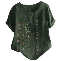 Blusa informal de lino y algodón para mujer, camisa elegante de manga corta con botones, Tops bohemios de talla grande, ropa de calle 2024 - details 7