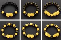 Pulsera de Obsidiana Pixiu Feng Shui Joyería de Dios Budista Amuleto de Buena Suerte para Hombres y Mujeres Joyería de Cinta de Bronce y Obsidiana Hecha en China - details 4