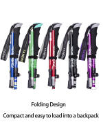 Bastón de Trekking plegable portátil para exteriores, bastón de senderismo para acampar de 5 secciones, telescópico nórdico para ancianos - details 1