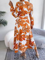 Vestido camisero con cordones para mujer, traje largo con cuello tipo Polo, estampado Floral en contraste, primavera y verano, novedad de 2023 - details 14