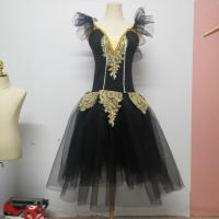 Falda de tutú de Ballet azul para mujer, vestido romántico largo para niña, ropa de actuación, faldas de danza del vientre de cisne - details 4