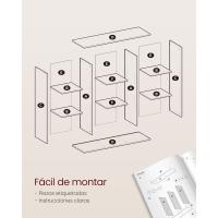 Estantería Almacenaje, de 6 Compartimientos, para Sala de Estar, Estudio, Oficina, 30 x 65,5 x 97,5 cm, Blanco LBC203D - details 22