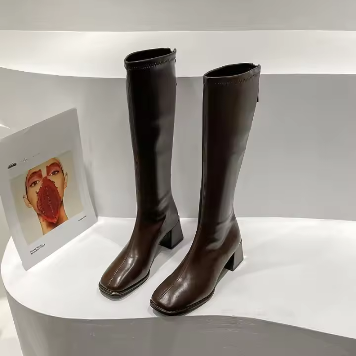 Botas Altas para Mujer, Zapatos Casuales, Color Sólido, Caballero, Primavera, Otoño, Nuevo - 1