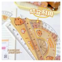 Juego de reglas de dibujos animados Kawaii de capibara de anime 2024, juego de transportador triangular de papelería para estudiantes con dibujos animados, regalos para niños - details 3