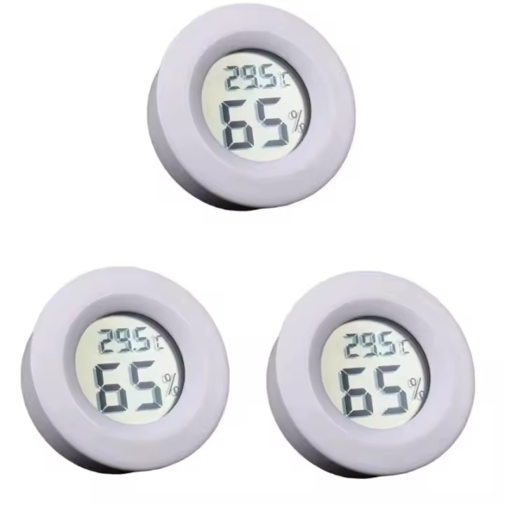1-10 piezas+70 °   C mini LCD termómetro digital higrómetro circular probador de temperatura y humedad sensor cigarro CA congelador - 1