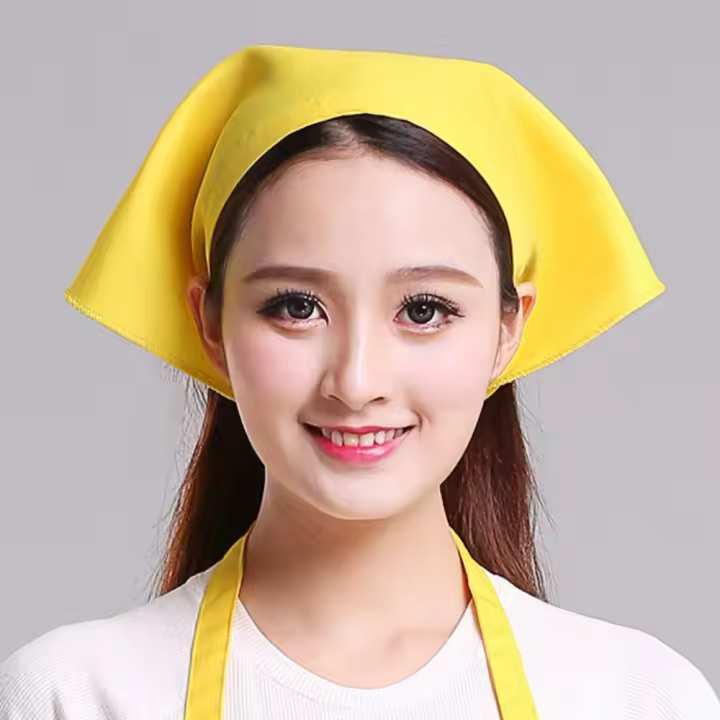 Suministros de cocina, gorro triangular para trabajo de cocina, pegamento de hilo, turbante de trabajo de varios colores, sombrero de camarera de algodón duradero para restaurante - 1