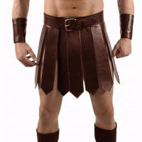 Falda de cinturón de batalla de gladiador de la legión romana antigua para hombres y mujeres, vestido de armadura de cuero PU Steampunk, traje de Cosplay de LARP griego Medieval - details 2