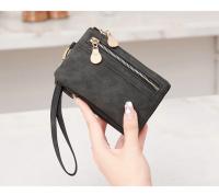 Cartera pequeña y plegable con cremallera doble, billetera corta con correa para la muñeca, billetera portátil de cuero PU para mujer - details 10