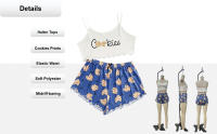 Conjunto de pijama para mujer, Tops blancos con cuello Halter y pantalones cortos azules, ropa de dormir para el hogar, traje para dormir - details 2