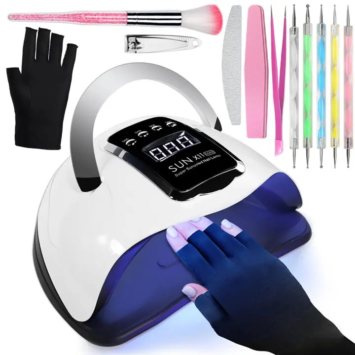 Kit de Herramientas de Manicura Limegirl con Lámpara UV para Uñas Juego de Guantes de Protección Solar Adecuado para Principiantes en Salones de Uñas y Hogar - 1