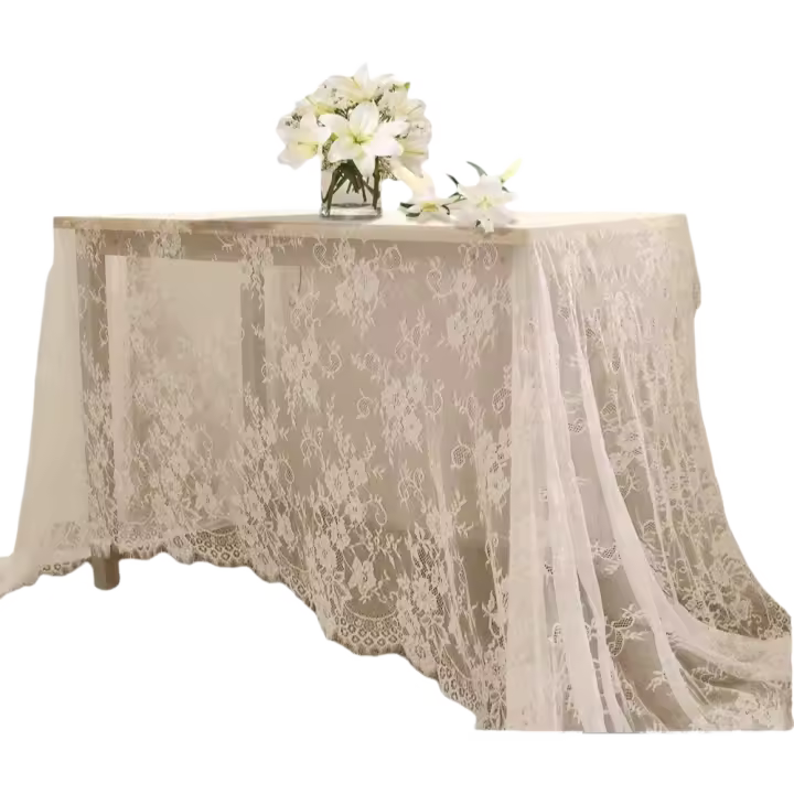 Mantel De Encaje Blanco Vintage Bordado Para Recepción Y Fiesta De San Valentín Cubierta De Boda Rustica Decoración De Mesa - 1