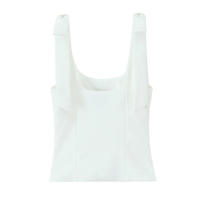 TRAFZA 2025 moda Mujer High Street cremallera lateral Slim Tops Mujer verano Sexy sin mangas arco cuadrado cuello sólido Sling Top Mujer - details 3