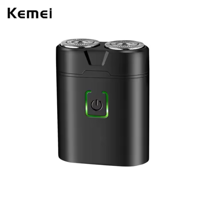 Kemei-mini afeitadoras eléctricas portátiles de bolsillo para hombres, máquina de afeitar impermeable, cuchilla de doble anillo, afeitadora de barba recargable por USB - 1