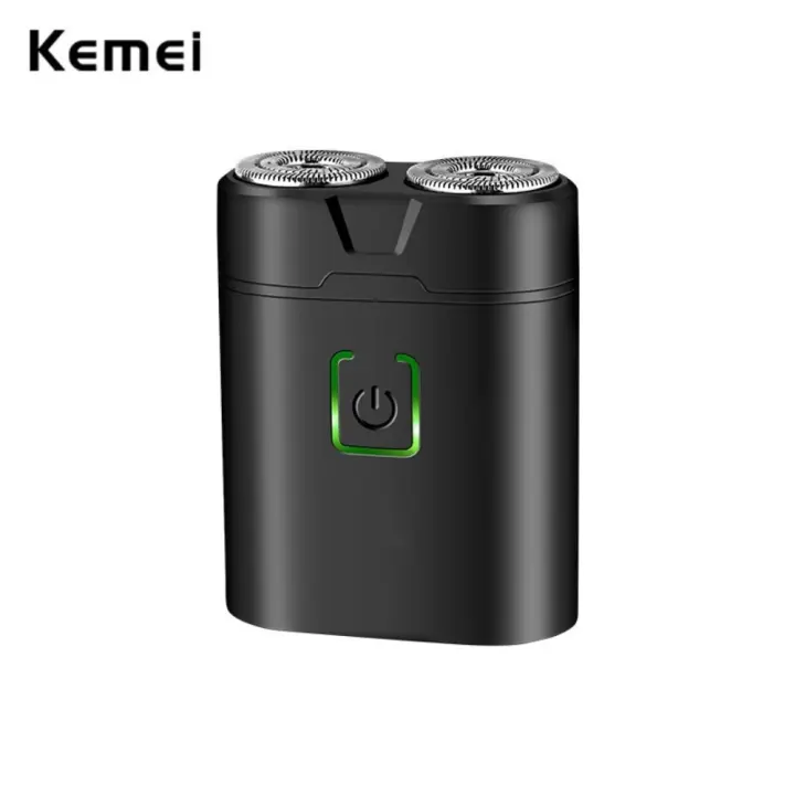 Kemei-mini afeitadoras eléctricas portátiles de bolsillo para hombres, máquina de afeitar impermeable, cuchilla de doble anillo, afeitadora de barba recargable por USB - 1