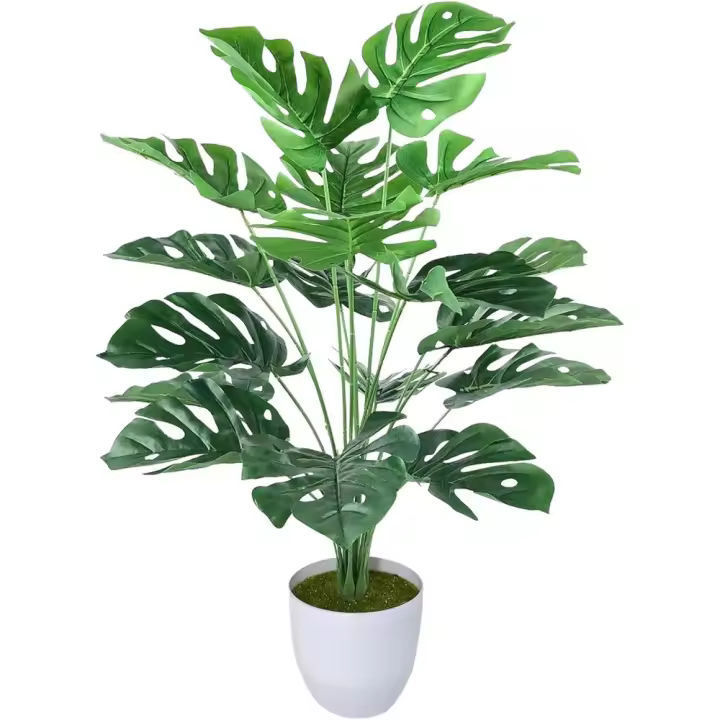 Planta Artificial con Maceta Falsa Areca Palmera Grande Arbol Artificial Plastico Monstera Interior y Exterior Hogar Salon Dormitorio Balcón Moderno Decorativas Boda Oficina Verde 75cm - 1