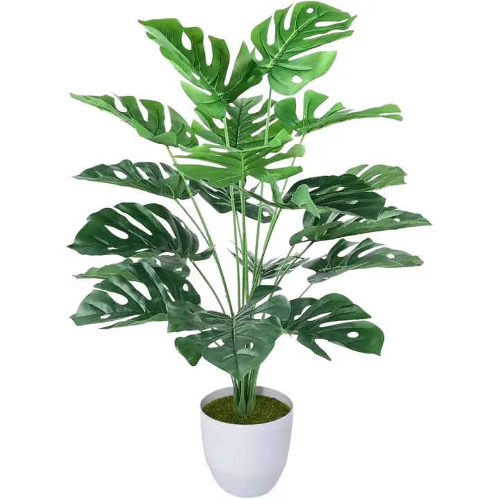 Planta Artificial con Maceta Falsa Areca Palmera Grande Arbol Artificial Plastico Monstera Interior y Exterior Hogar Salon Dormitorio Balcón Moderno Decorativas Boda Oficina Verde 75cm - 1