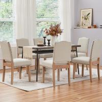 Juego de 4 sillas de comedor con respaldo alto, sillas de cocina, patas de madera maciza, diseño clásico, con botones bronceados, sillones y sillas para salón, asientos tapizados - details 53