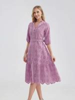Marwin-Vestido de algodón con agujeros para mujer, Vestido informal de cintura alta con volantes y cuello en V, con volantes - details 22
