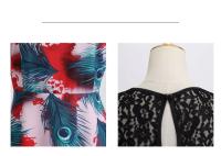 Lace patchwork summer women a line elegant vintage party dress with belt - details 68