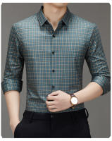 Camisa de Negocios Ligera Manga Larga de Cuadros a la Moda para Hombres Resistente a Arrugas - details 1