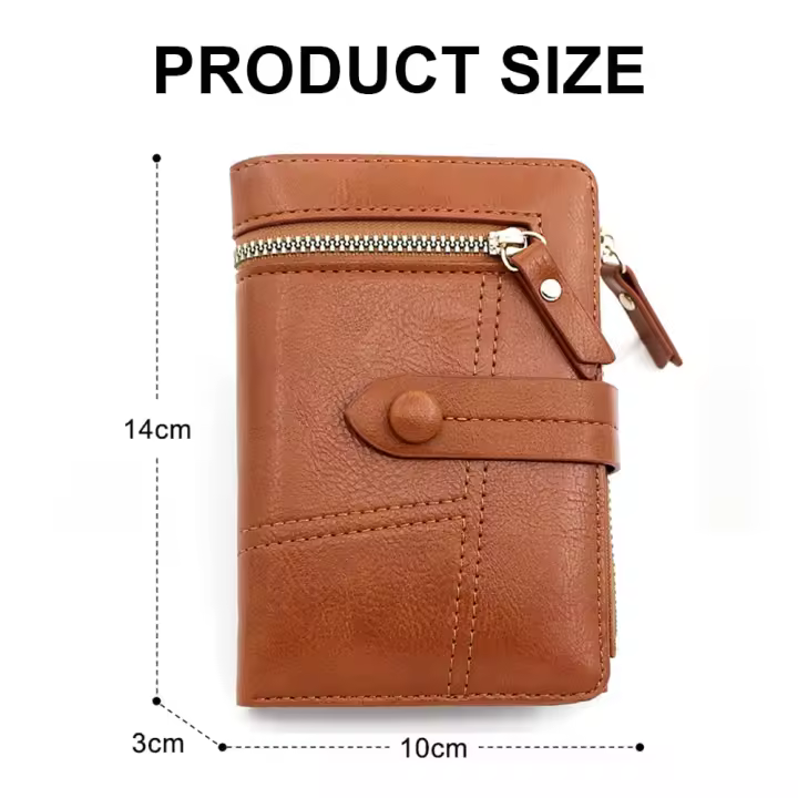 Cartera pequeña para mujer, tarjetero de cuero PU, mini monedero compacto con cremallera, bolsillo para monedas, color rosa claro - 1