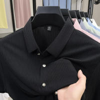 Novedad de verano, camisa de manga corta de jacquard con solapa para hombre, camisa informal de negocios de color sólido, versátil y superior - details 0