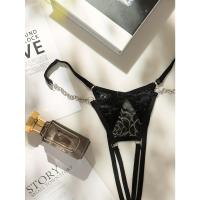 Conjunto de lencería de encaje floral erótico, sujetador abierto transparente y tanga con cadena, lencería sexy y ropa interior - details 10