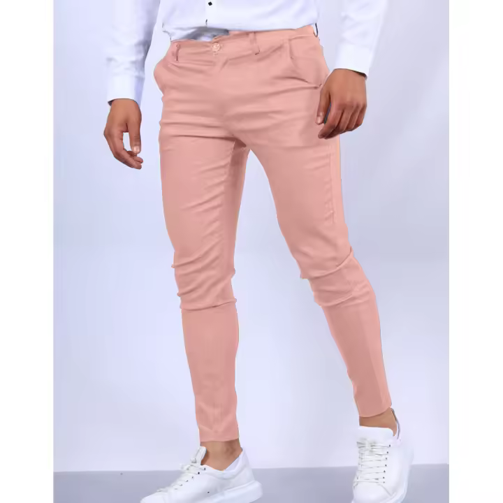 Nuevos pantalones formales informales con textura de Color sólido para hombre, pantalones ajustados cónicos populares para las cuatro estaciones - 1