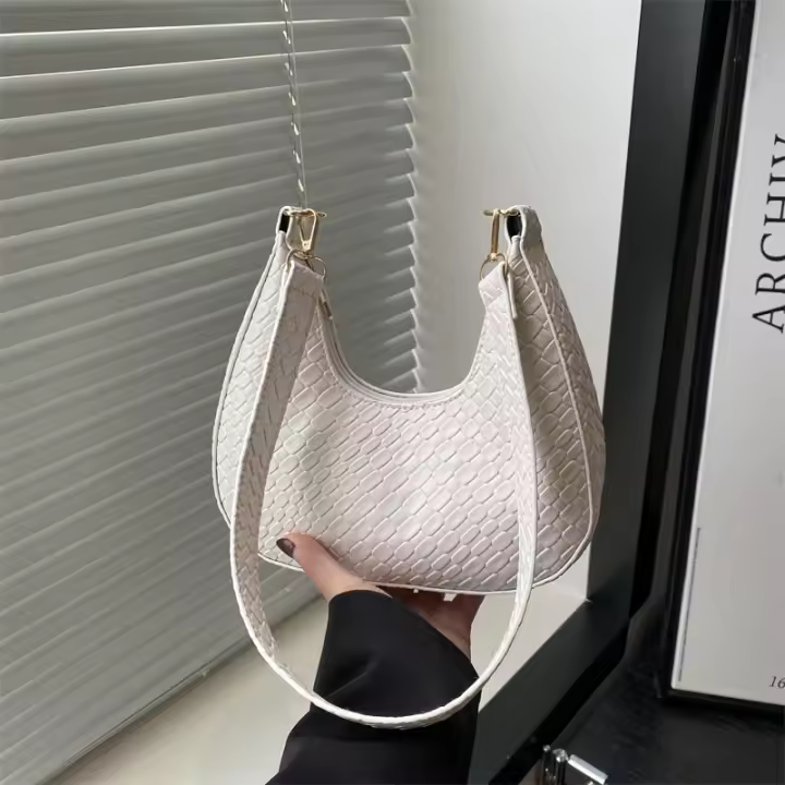 Bolso de Hombro Único de Moda Casual 2025 Bolso de Mano Cresciente de Estilo Extranjero para Mujeres Material de Poliéster y Nylon - 1