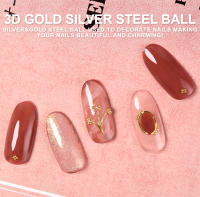 KADS 3D oro plata bola de acero de brillo de uñas de arte decoración redondo accesorios para uñas manicura uñas adornos - details 0