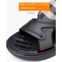 Sandalias de piel auténtica para hombre, chanclas de playa con amortiguación de aire, de diseñador, con hebilla, envueltas en el tobillo, de marca - details 12