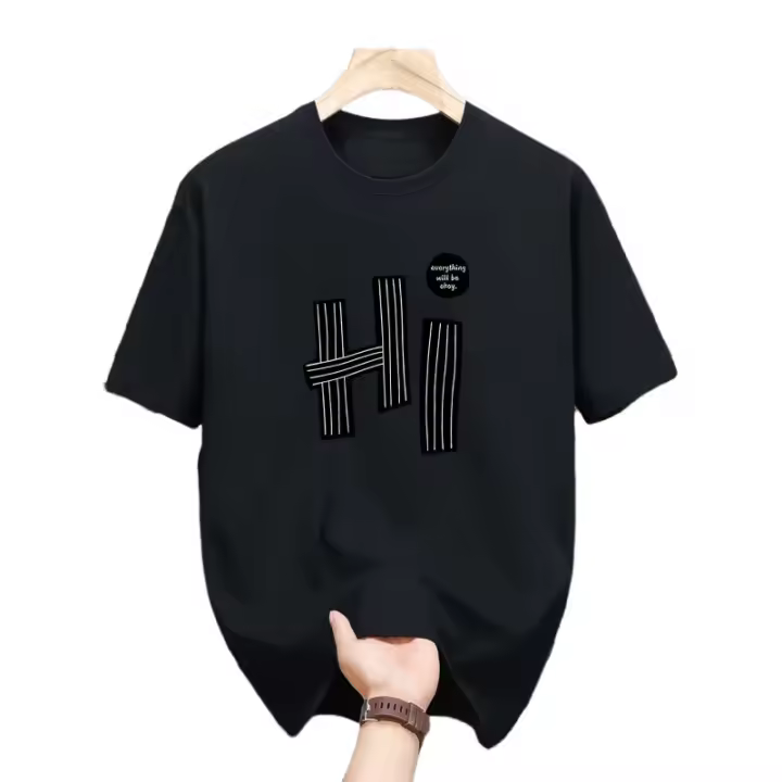 Camiseta Gráfica de Verano Cuello Redondo, Manga Corta, Ligera de Poliéster, Lavable en Máquina - 1