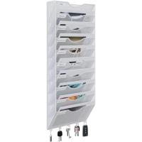 Soporte de Metal A4 con 8 Compartimentos Revistero Organizador de Pared para Oficina con 5 Ganchos - details 20