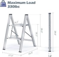 Peldaños de Aluminio, Escalera Pequena Plegable Segura de Hogar con Mecanismo Antiplegado, Taburete Escalera Portatil para Cocina Domestica, Peso Máximo 150kg, Negro - details 20