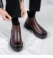 Botas Chelsea de cuero británico para hombre, botas de cuero de caña alta de lana, botas versátiles de moda. - details 16