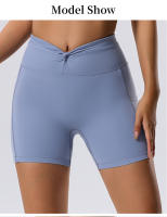 Pantalones Cortos De Deporte Para Mujer, Pantalones De Yoga De Cintura Alta Con 2 Bolsillos Laterales, Mallas Cortas De M - details 2
